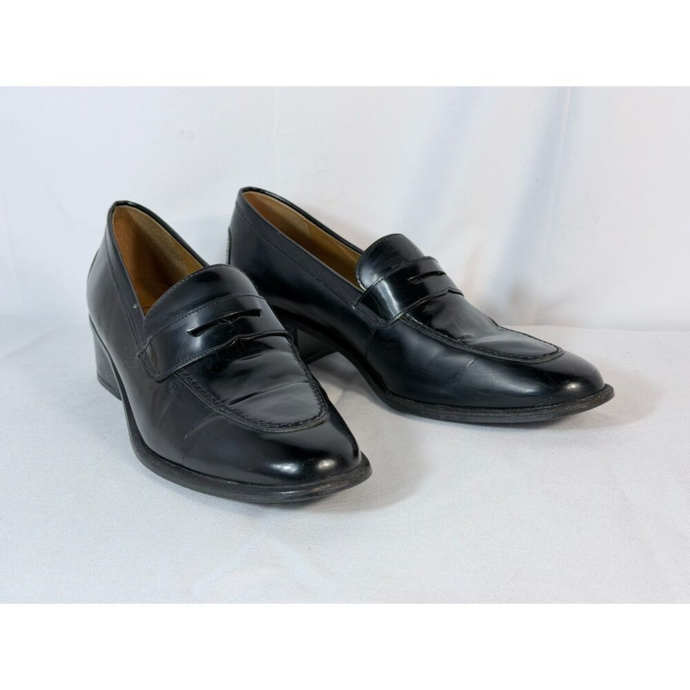 Lauren Ralph Lauren Black Penny Loafer Heels Slip On Oxford Preppy Narrow 8